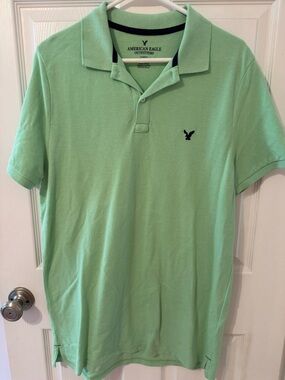 American Eagle Outfitters Mint Green Polo with Navy Logo